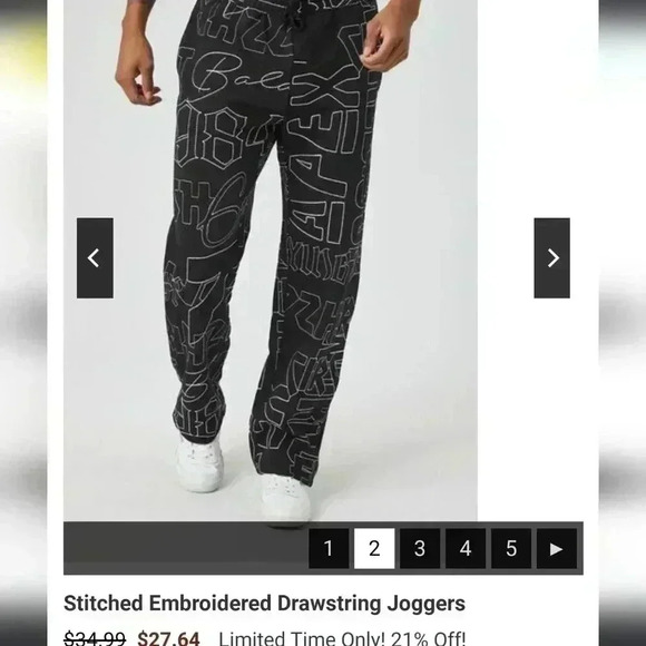 ☆☆☆Stiched embroidery graphic joggers - Picture 7 of 8